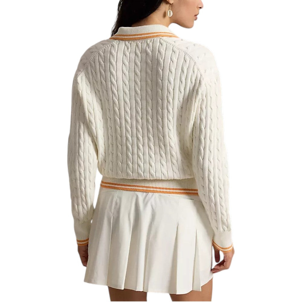 RLX Ralph Lauren Women's Cable Knit Pullover - White Splash Multi