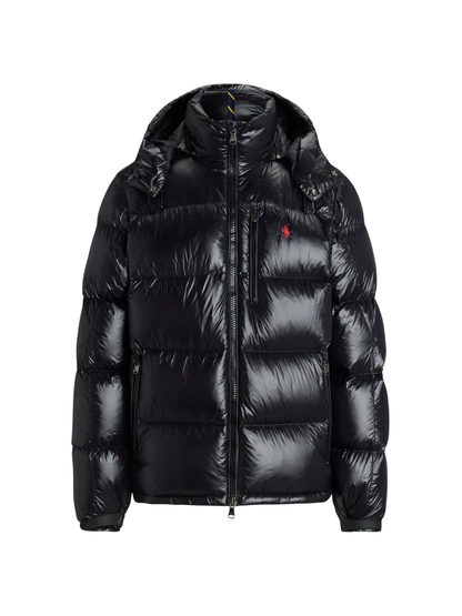 RALPH LAUREN The Gorham Glossed Down Jacket Polo Black Glossy
