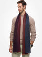 Blue Burgundy Herringbone Mens Cashmere Scarf