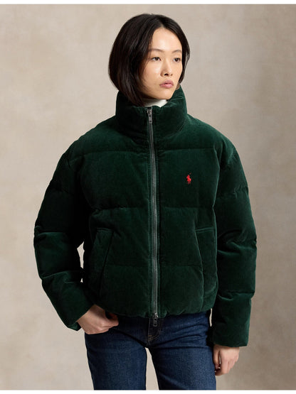 RALPH LAUREN WOMEN Corduroy Down Puffer Jacket Northwest Pine