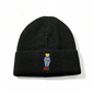 Polo Bear Embroidered Ribbed Knit Beanie, Black Warm Winter Hat