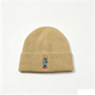 Polo Bear Embroidery Rib Knit Beanie, Khaki Soft Warm Winter Hat