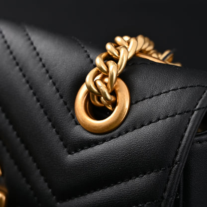Gucci GG Marmont Small Matelassé Shoulder Bag – Black Leather with Gold Hardware