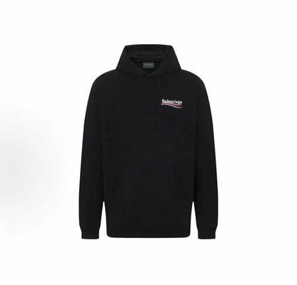 Balenciaga Wave Logo Pullover Hoodie Oversized Unisex Black Sweatshirt