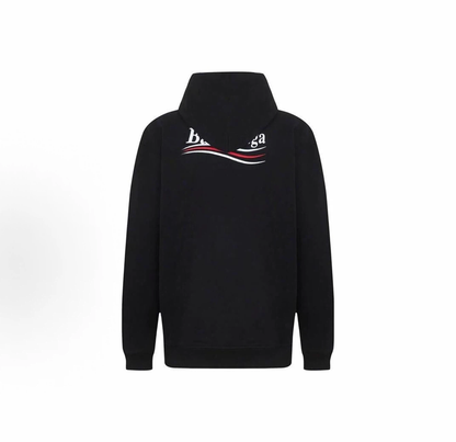 Balenciaga Wave Logo Pullover Hoodie Oversized Unisex Black Sweatshirt