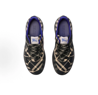 Burberry Terrace Check Low‑Top Sneakers, Black Vintage Check