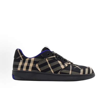 Burberry Terrace Check Low‑Top Sneakers, Black Vintage Check