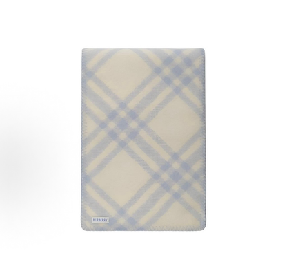 Burberry Women Wool Knit Scarf, Logo Check Pattern, Dive Blue