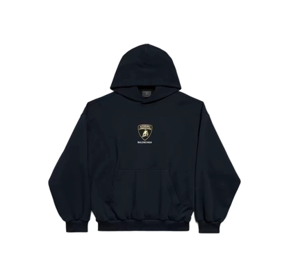 Balenciaga x Lamborghini Shield Logo Hoodie Unisex Navy Blue