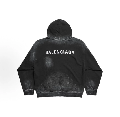 Balenciaga Tie‑Dye Washed Logo Hoodie Unisex Black