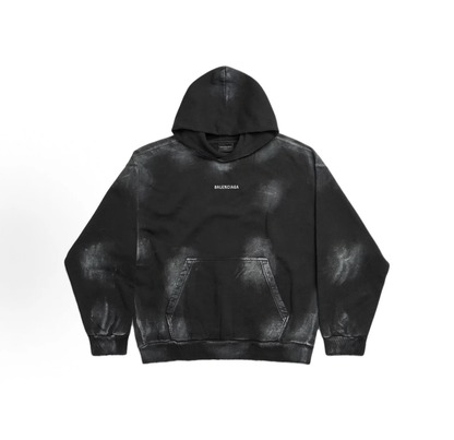 Balenciaga Tie‑Dye Washed Logo Hoodie Unisex Black