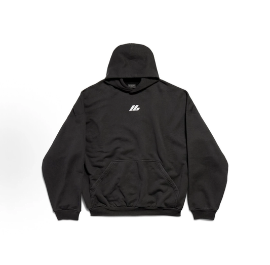 Balenciaga Activewear Logo Hoodie Oversized Unisex Black Sweatshirt