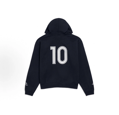 Balenciaga Soccer Series Zip‑Up Hoodie Oversized Unisex Navy Sweatshirt