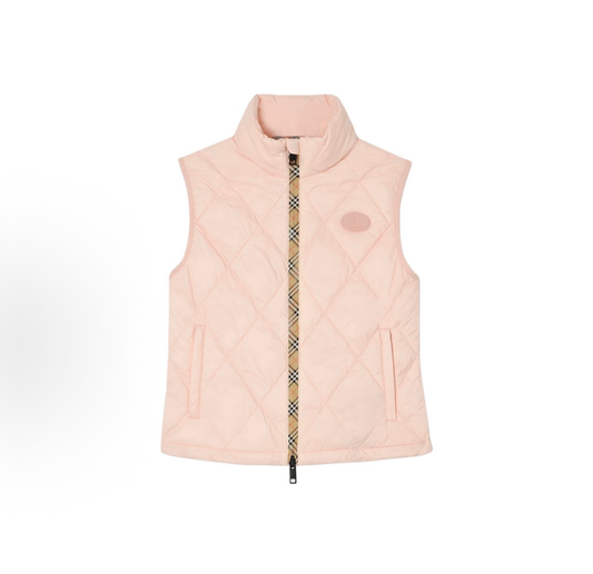 Burberry Quilted Gilet Vest, Pale Pink