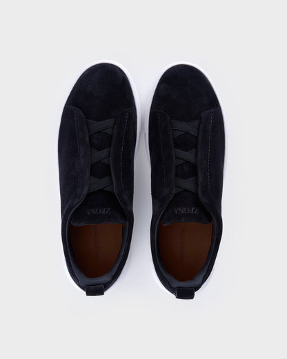 Black Suede Triple Stitch Sneakers